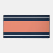 Vet Navy Blauw Brede Zalm Witte Racing Stripes Bureaumat (Voorkant)