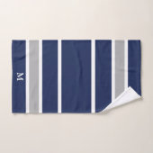 Vet Navy Blauw Grijs Monogram Badhanddoek Set Bad Handdoek (Handdoek)