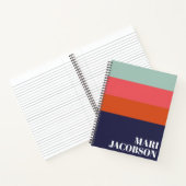 Vet Navy Blue en Red Stripes Chic Personalized N Notitieboek (Binnen)
