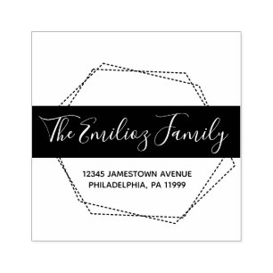 Vet Omlijnd Gestippeld Schrift Familieadres Rubberstempel