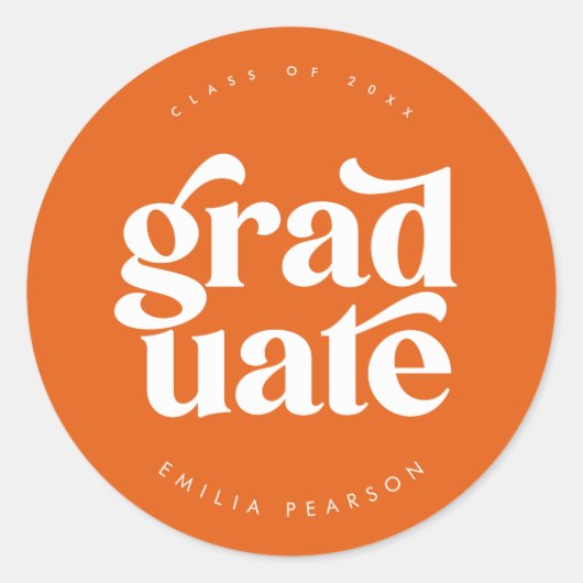 Vet Oranje Afstuderen van het Moderne Type Ronde Sticker (Voorkant)