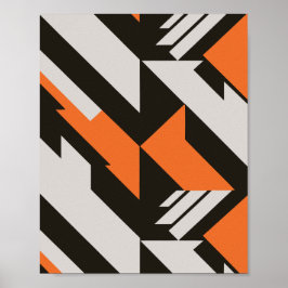 Vet Oranje en zwart geometrisch ontwerp Poster