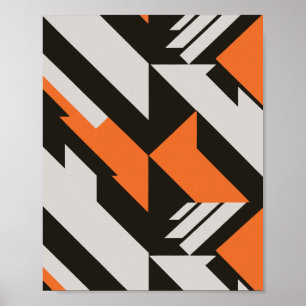 Vet Oranje en zwart geometrisch ontwerp Poster