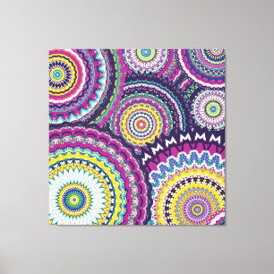 Vet Paars Mutli-Mandalas Canvas Afdruk