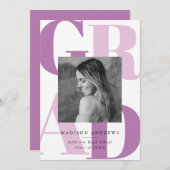 Vet Paarse Afstudeerder Typografie Foto Graduation Kaart (Voorkant / Achterkant)