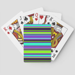 Vet Paarse, Aqua & Chartreuse Striped Poker Cards Pokerkaarten