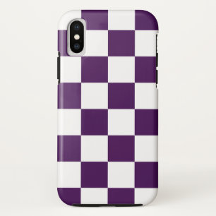 Vet Paarse en witte geruit patroon iPhone X Hoesje