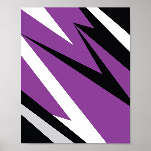 Vet Paarse en zwarte Zigzag Abstract Design Poster (Voorkant)