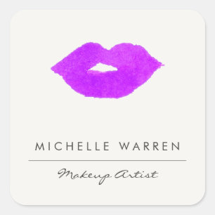 Vet Paarse Lippen Waterverf Make-up Artiest Vierkante Sticker