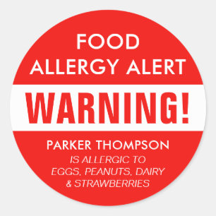 Vet Persoonlijk Voedselallergie Alert Kinderen Ronde Sticker