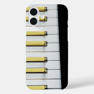 Vet Piano Key Design met Gouden Accenten iPhone 16 Plus Hoesje