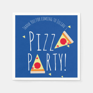 Vet Pizza Verjaardagsfeest Restaurant Blauw Servet