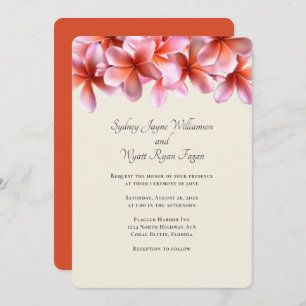 Vet Plumeria Floral Border Simple Wedding Kaart