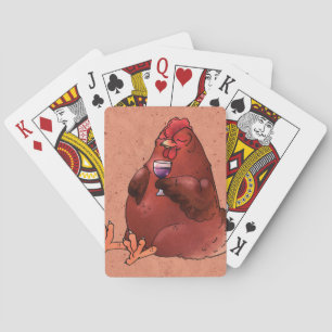 Vet Red Hen met wijn Pokerkaarten