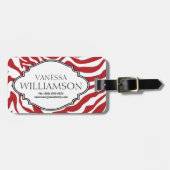 Vet RED Zebra Stripe Pattern - Gepersonaliseerd Bagagelabel (Voorkant horizontaal)