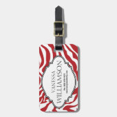 Vet RED Zebra Stripe Pattern - Gepersonaliseerd Bagagelabel (Voorkant verticaal)