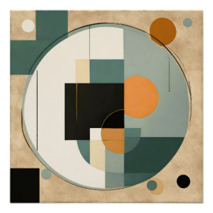 Vet Retro: Abstracte cirkels & rechthoeken Perfect Poster