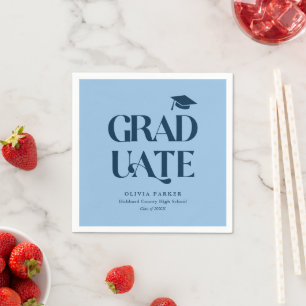 Vet Retro Afstuderen Blauw Graduation Party Servet