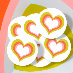 Vet Retro Citrus bruiloft hart Ronde Sticker