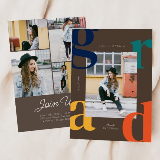 Vet Retro Klasse van 2024 Afstuderen Invitation Kaart