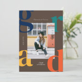 Vet Retro Klasse van 2024 Afstuderen Invitation Kaart (Staand voorkant)