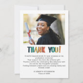Vet retro kleuren Afstuderen dank u foto Bedankkaart (Achterkant)