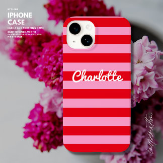 Vet Retro Kleurrijk Rood en Roze Aangepast Case-Mate iPhone 14 Hoesje