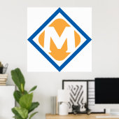 Vet Retro Metro M Logo Urban Transit Embleem Poster (Thuiskantoor)