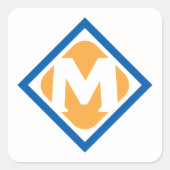 Vet Retro Metro M Logo Urban Transit Embleem Vierkante Sticker (Voorkant)