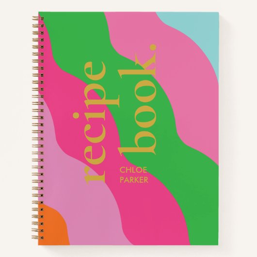 Vet Retro Modern Kleurrijk en Goud Naam Recept Notitieboek (Voorkant)