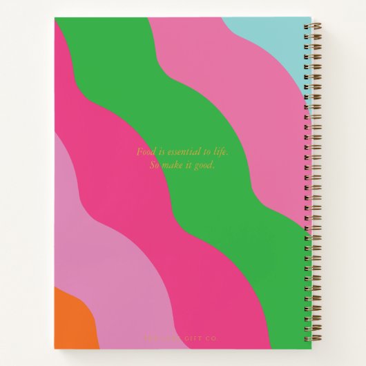 Vet Retro Modern Kleurrijk en Goud Naam Recept Notitieboek (Achterkant)