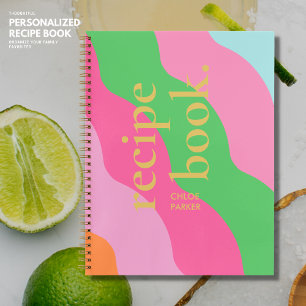 Vet Retro Modern Kleurrijk en Goud Naam Recept Notitieboek