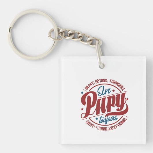 Vet Retro Papy Cirkel Typografie Sleutelhanger (voorkant)