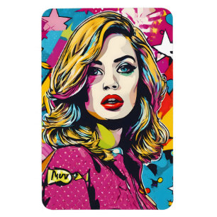 Vet Retro Pop Kunstportret Magneet