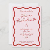 Vet Retro Roze & rood | Bachelorette Bash Kaart (Voorkant)