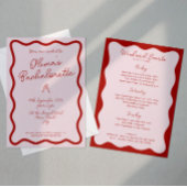 Vet Retro Roze & rood | Bachelorette Bash Kaart