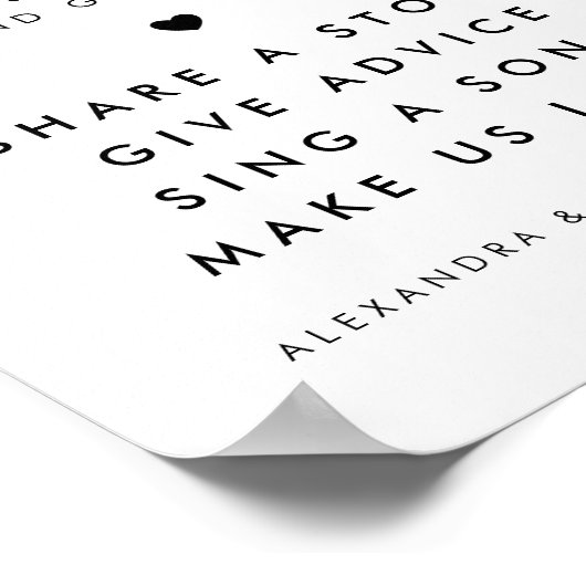 Vet Retro Script Hart Bruiloft Video Booth Sign Poster (Hoek)