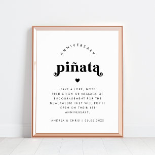 Vet Retro Script Jubileum Piñata Trouwteken Poster