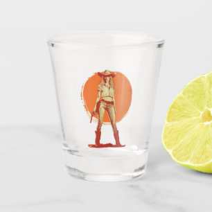 Vet Retro Western Cowgirl Bachelorette Shot Glas
