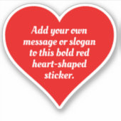 Vet Rode Hart Vorm met Jouw tekst. Sticker (Voorkant)