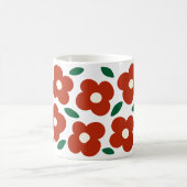 Vet Rood Abstract Retro Bloempatroon Koffiemok (Center)