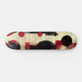 Vet Rood en Zwart Abstract Skateboard Design (Horizontaal)