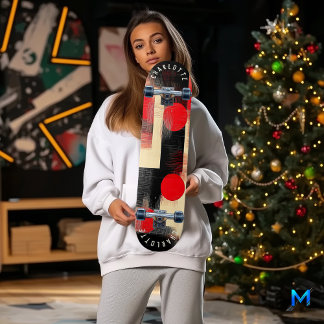 Vet rood en zwart minimalistisch geometrisch moder skateboard