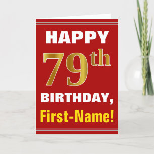 Vet, rood, Faux Gold 79th Birthday, met kaart op n
