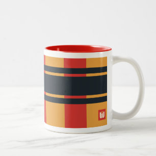 Vet Rood Geel Blauw Plaid Tweekleurige Koffiemok