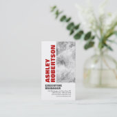 Vet rood grijs wit, modern minimalistisch visitekaartje (Staand voorkant)