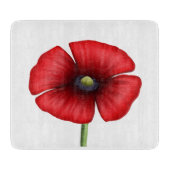 Vet Rood Klaproos Bloem Glas Snijplank (Voorkant)