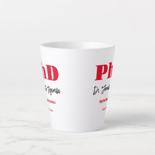 Vet Rood Naam PhD Afstuderen Latte Mok (Voorkant)