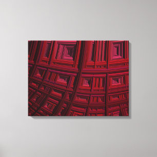 Vet rood rechthoek Geometrisch Fractal Patroon Canvas Afdruk