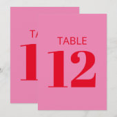 Vet rood roze rood modern tabelnummer kaart (Voorkant / Achterkant)